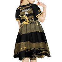 Zimbabwe Rugby Custom Kid Short Sleeve Dress Come On Sables Gold Black Version - Wonder Print Shop