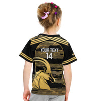Zimbabwe Rugby Custom Kid T Shirt Come On Sables Gold Black Version - Wonder Print Shop