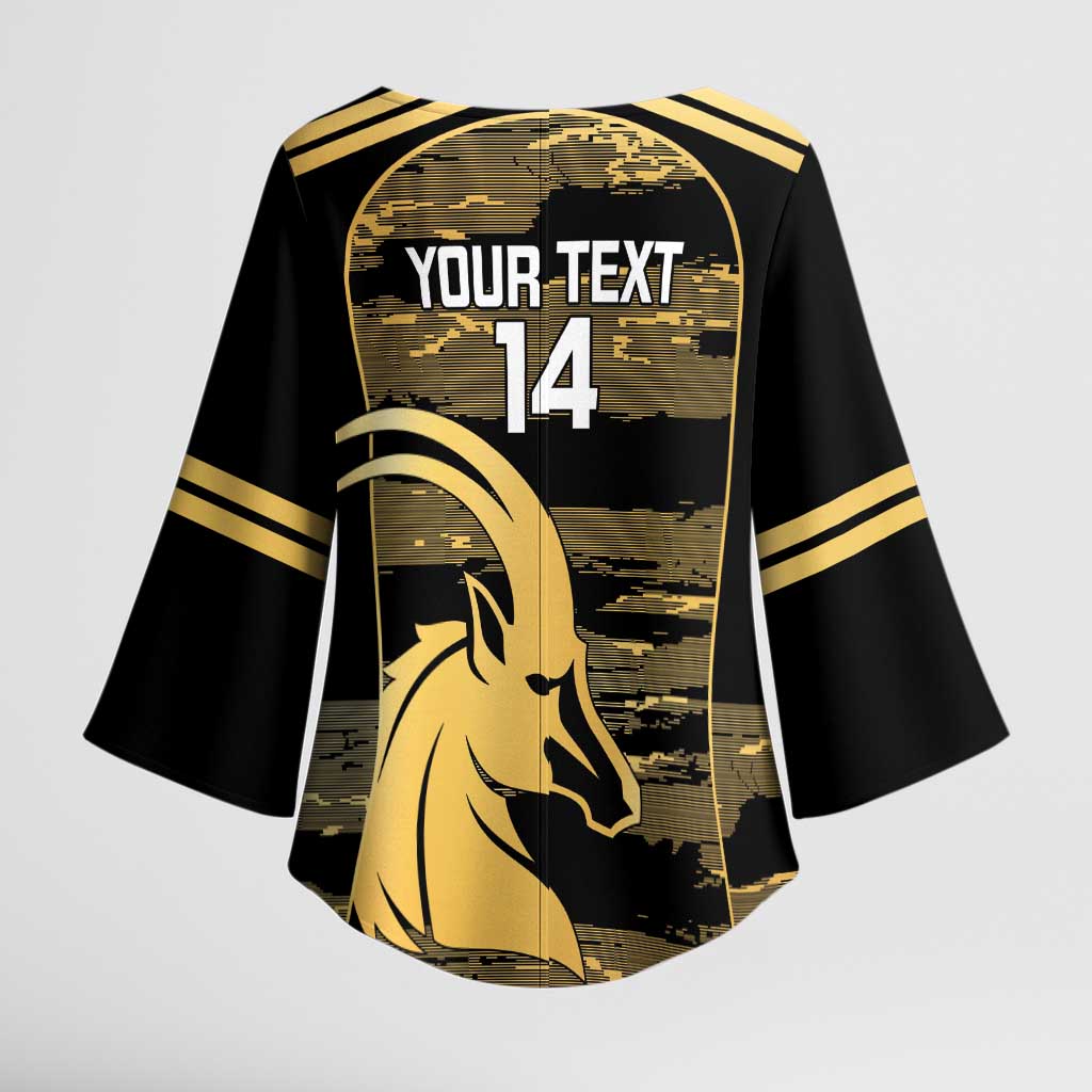 Zimbabwe Rugby Custom Kimono Sleeve Blouse Come On Sables Gold Black Version - Wonder Print Shop