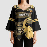 Zimbabwe Rugby Custom Kimono Sleeve Blouse Come On Sables Gold Black Version - Wonder Print Shop