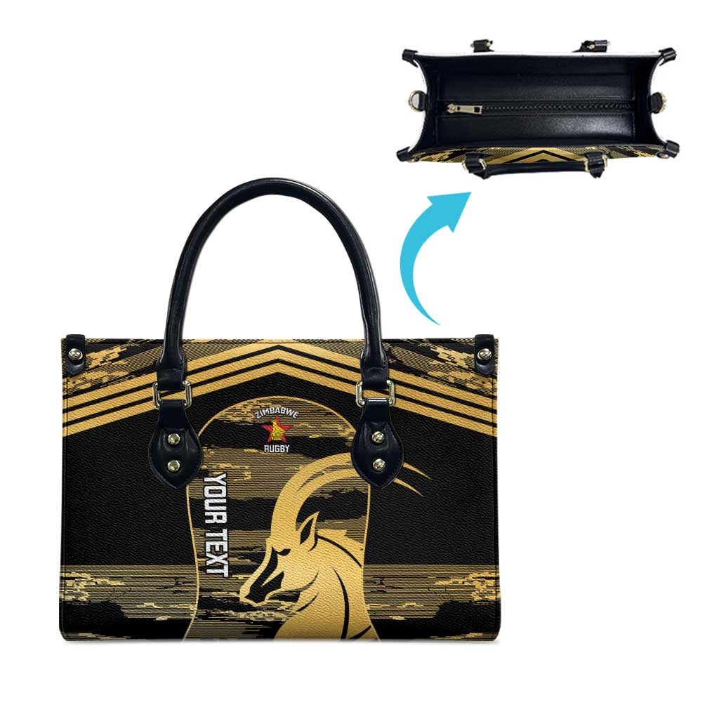 Zimbabwe Rugby Custom Leather Bag Come On Sables Gold Black Version - Wonder Print Shop