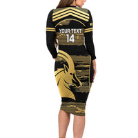 Zimbabwe Rugby Custom Long Sleeve Bodycon Dress Come On Sables Gold Black Version - Wonder Print Shop