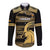 Zimbabwe Rugby Custom Long Sleeve Button Shirt Come On Sables Gold Black Version - Wonder Print Shop