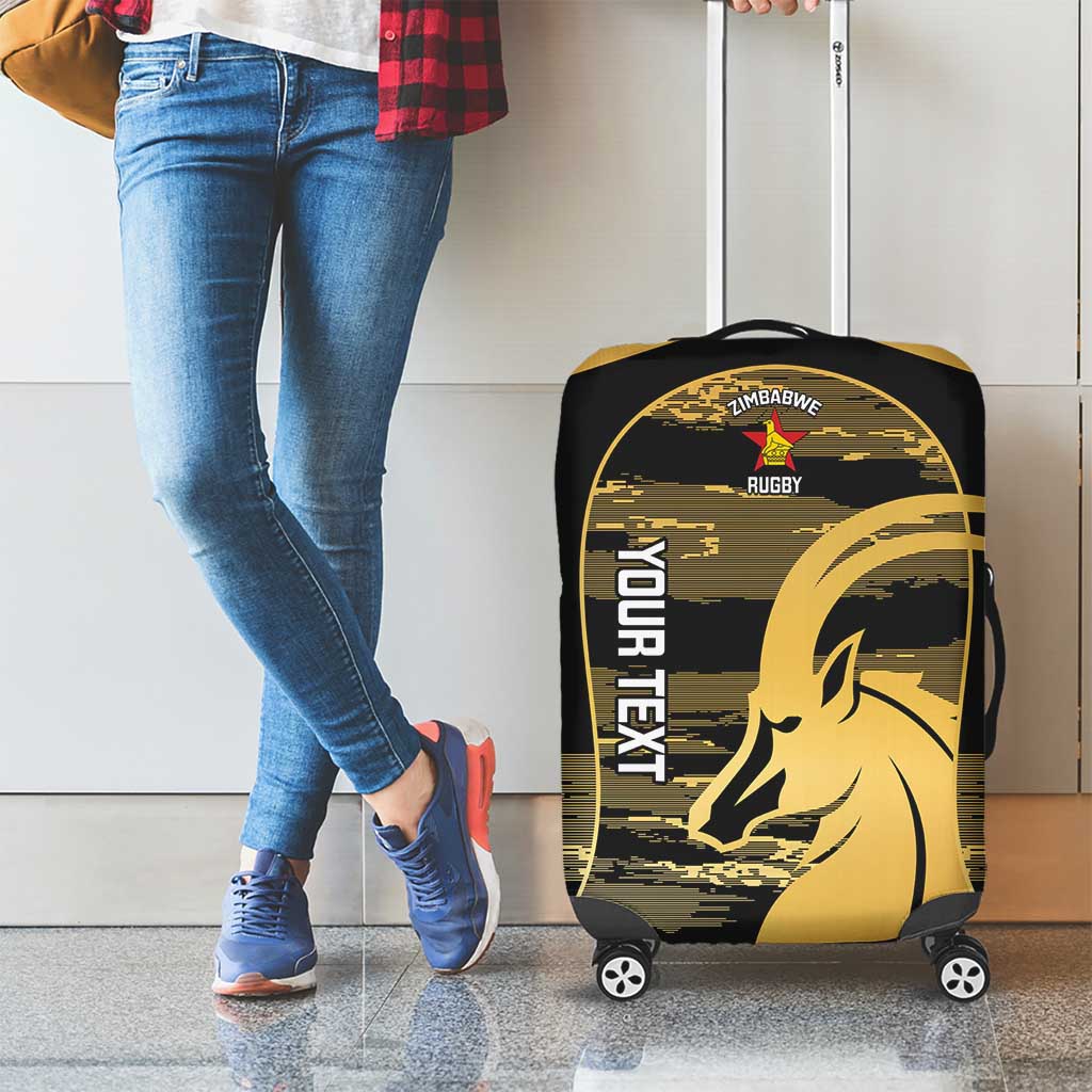 Zimbabwe Rugby Custom Luggage Cover Come On Sables Gold Black Version - Wonder Print Shop
