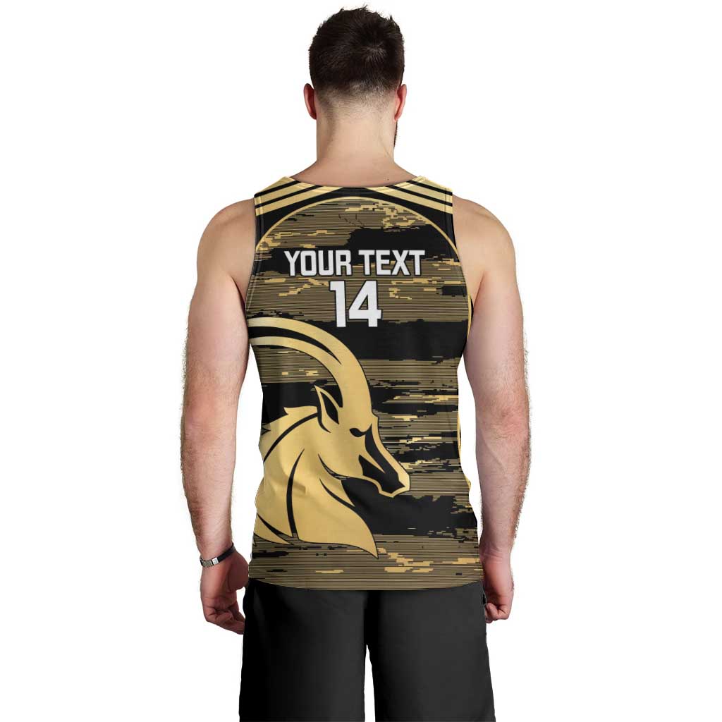 Zimbabwe Rugby Custom Men Tank Top Come On Sables Gold Black Version - Wonder Print Shop
