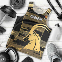 Zimbabwe Rugby Custom Men Tank Top Come On Sables Gold Black Version - Wonder Print Shop