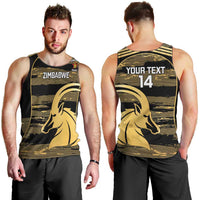 Zimbabwe Rugby Custom Men Tank Top Come On Sables Gold Black Version - Wonder Print Shop