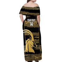 Zimbabwe Rugby Custom Off Shoulder Maxi Dress Come On Sables Gold Black Version - Wonder Print Shop