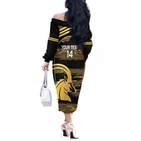 Zimbabwe Rugby Custom Off The Shoulder Long Sleeve Dress Come On Sables Gold Black Version - Wonder Print Shop