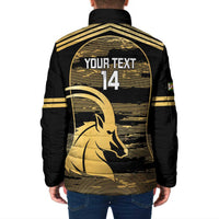 Zimbabwe Rugby Custom Padded Jacket Come On Sables Gold Black Version - Wonder Print Shop