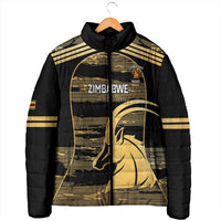 Zimbabwe Rugby Custom Padded Jacket Come On Sables Gold Black Version - Wonder Print Shop