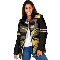 Zimbabwe Rugby Custom Padded Jacket Come On Sables Gold Black Version - Wonder Print Shop