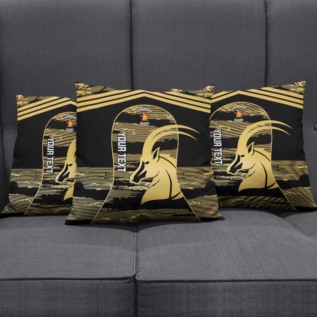 Zimbabwe Rugby Custom Pillow Cover Come On Sables Gold Black Version - Wonder Print Shop