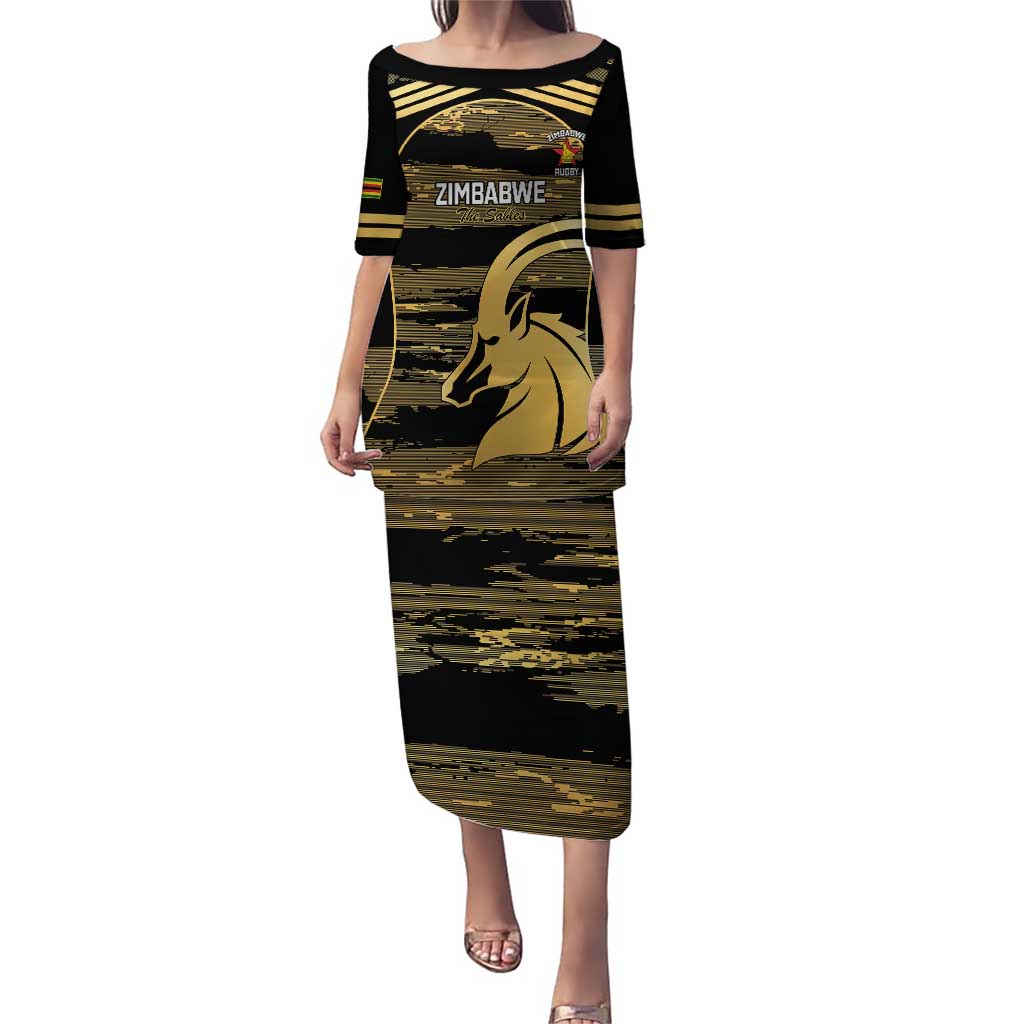 Zimbabwe Rugby Custom Puletasi Come On Sables Gold Black Version - Wonder Print Shop