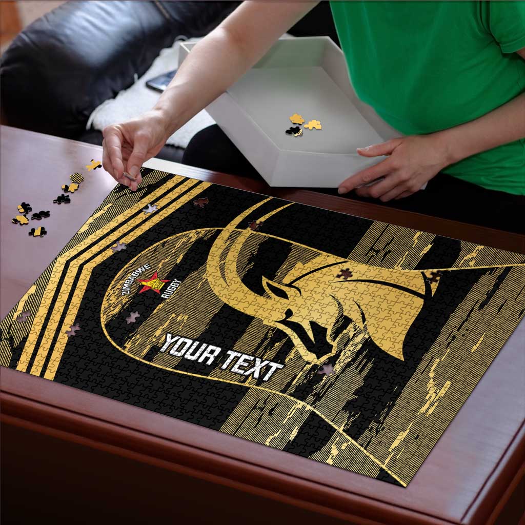 Zimbabwe Rugby Custom Puzzle Come On Sables Gold Black Version - Wonder Print Shop
