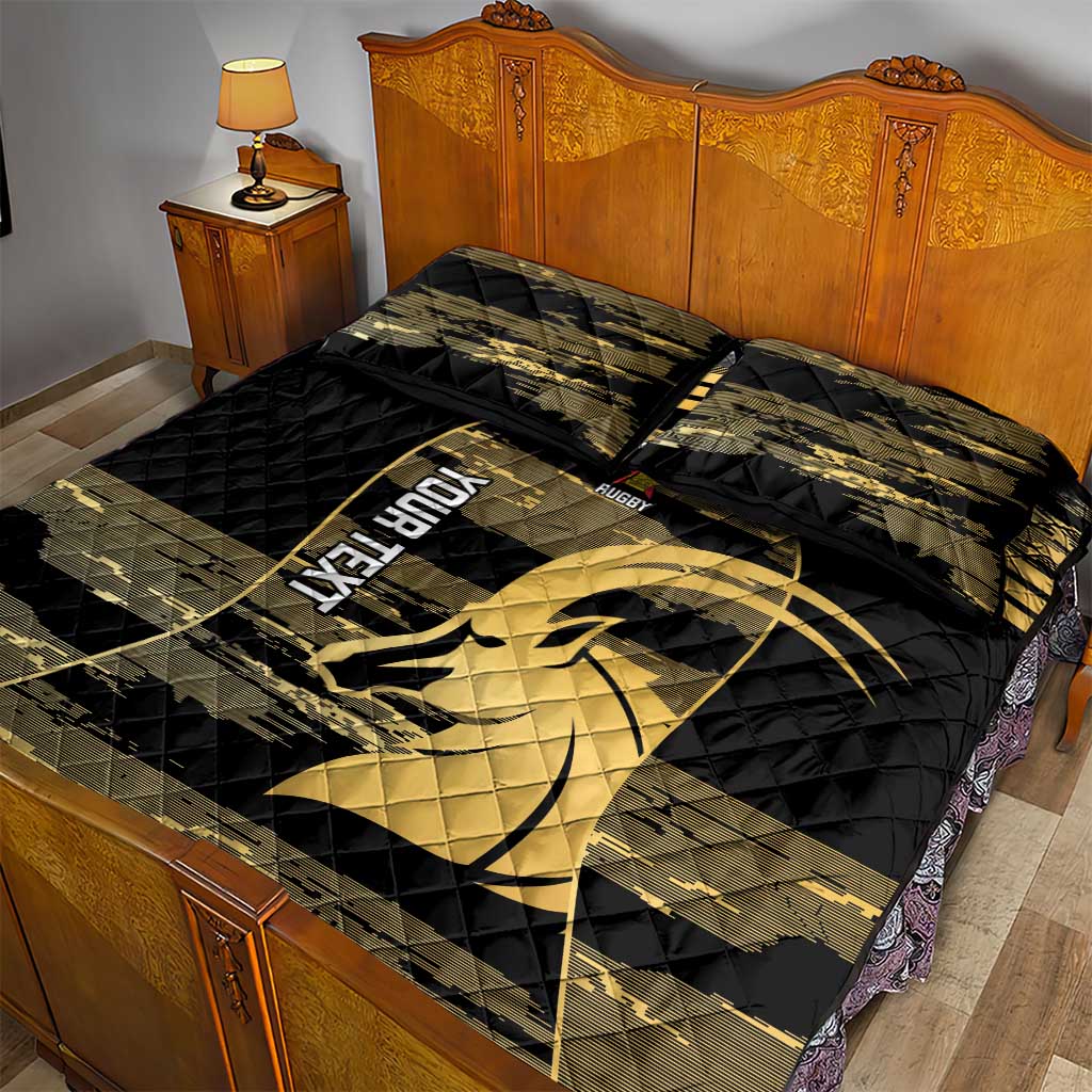 Zimbabwe Rugby Custom Quilt Bed Set Come On Sables Gold Black Version - Wonder Print Shop