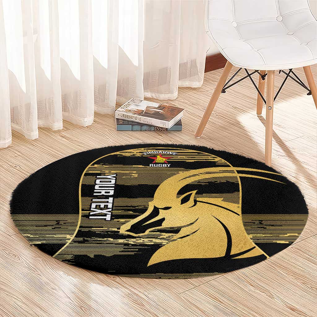 Zimbabwe Rugby Custom Round Carpet Come On Sables Gold Black Version - Wonder Print Shop