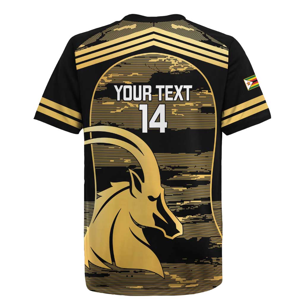 Zimbabwe Rugby Custom Rugby Jersey Come On Sables Gold Black Version - Wonder Print Shop