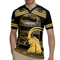 Zimbabwe Rugby Custom Rugby Jersey Come On Sables Gold Black Version - Wonder Print Shop