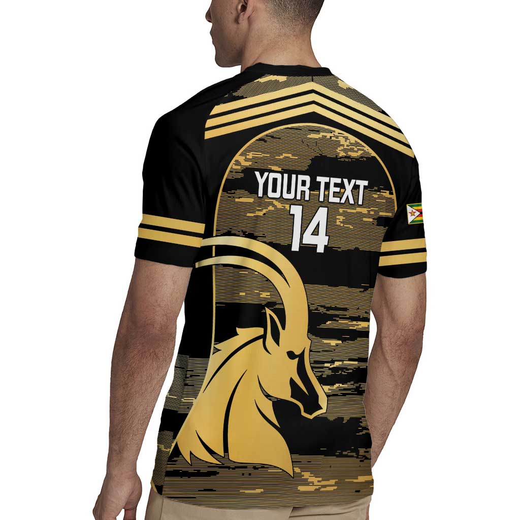 Zimbabwe Rugby Custom Rugby Jersey Come On Sables Gold Black Version - Wonder Print Shop