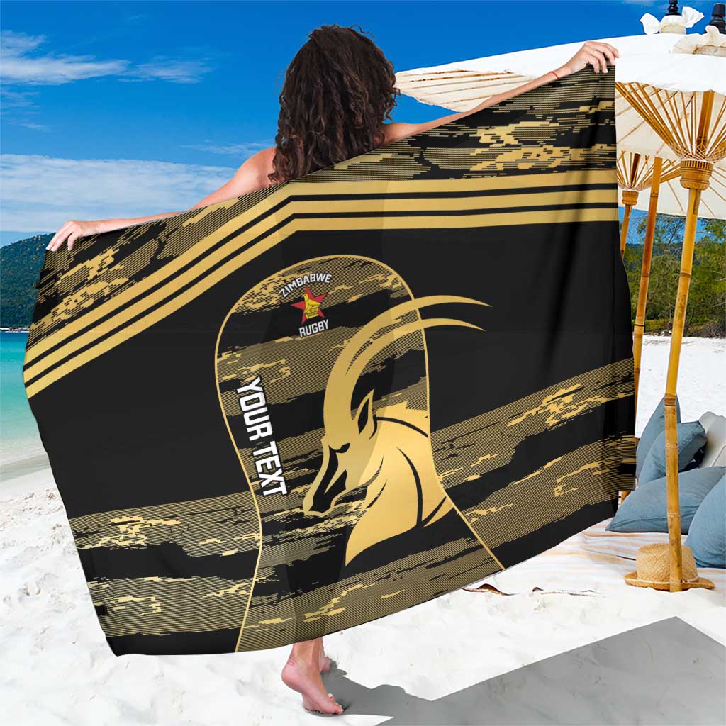 Zimbabwe Rugby Custom Sarong Come On Sables Gold Black Version - Wonder Print Shop