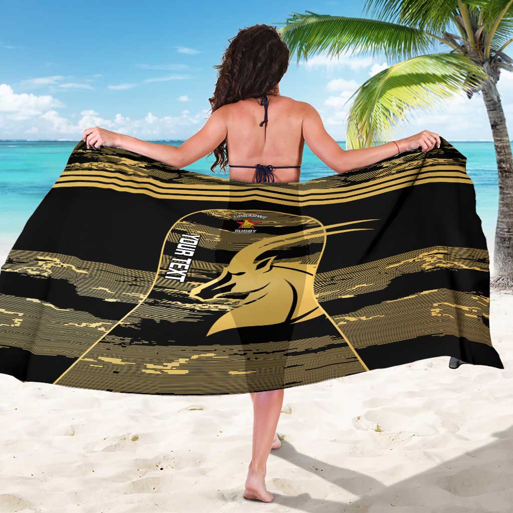 Zimbabwe Rugby Custom Sarong Come On Sables Gold Black Version - Wonder Print Shop