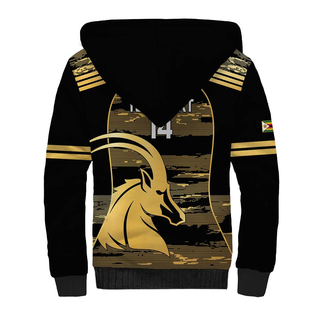 Zimbabwe Rugby Custom Sherpa Hoodie Come On Sables Gold Black Version - Wonder Print Shop
