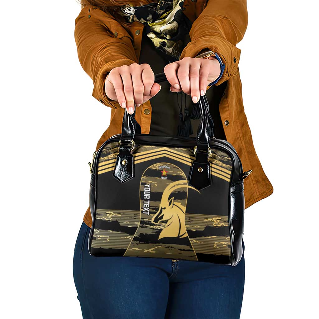 Zimbabwe Rugby Custom Shoulder Handbag Come On Sables Gold Black Version - Wonder Print Shop