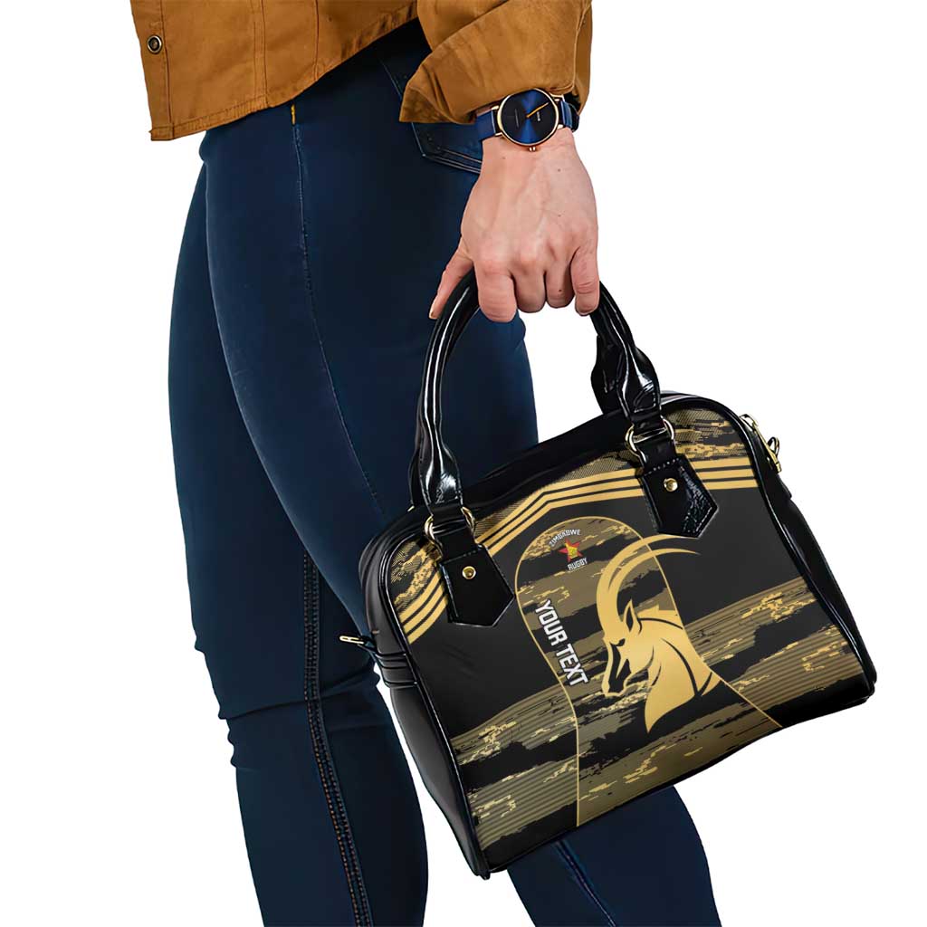 Zimbabwe Rugby Custom Shoulder Handbag Come On Sables Gold Black Version - Wonder Print Shop