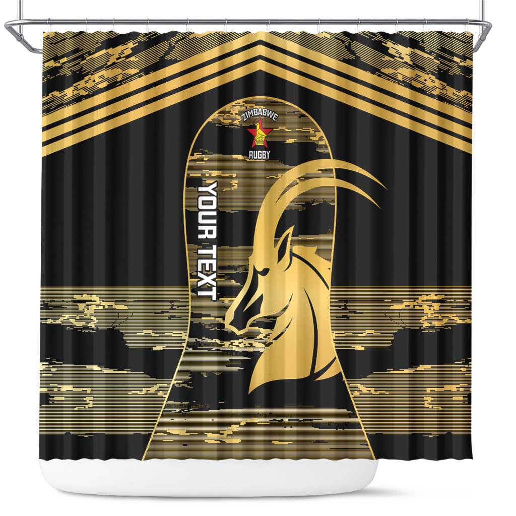 Zimbabwe Rugby Custom Shower Curtain Come On Sables Gold Black Version - Wonder Print Shop