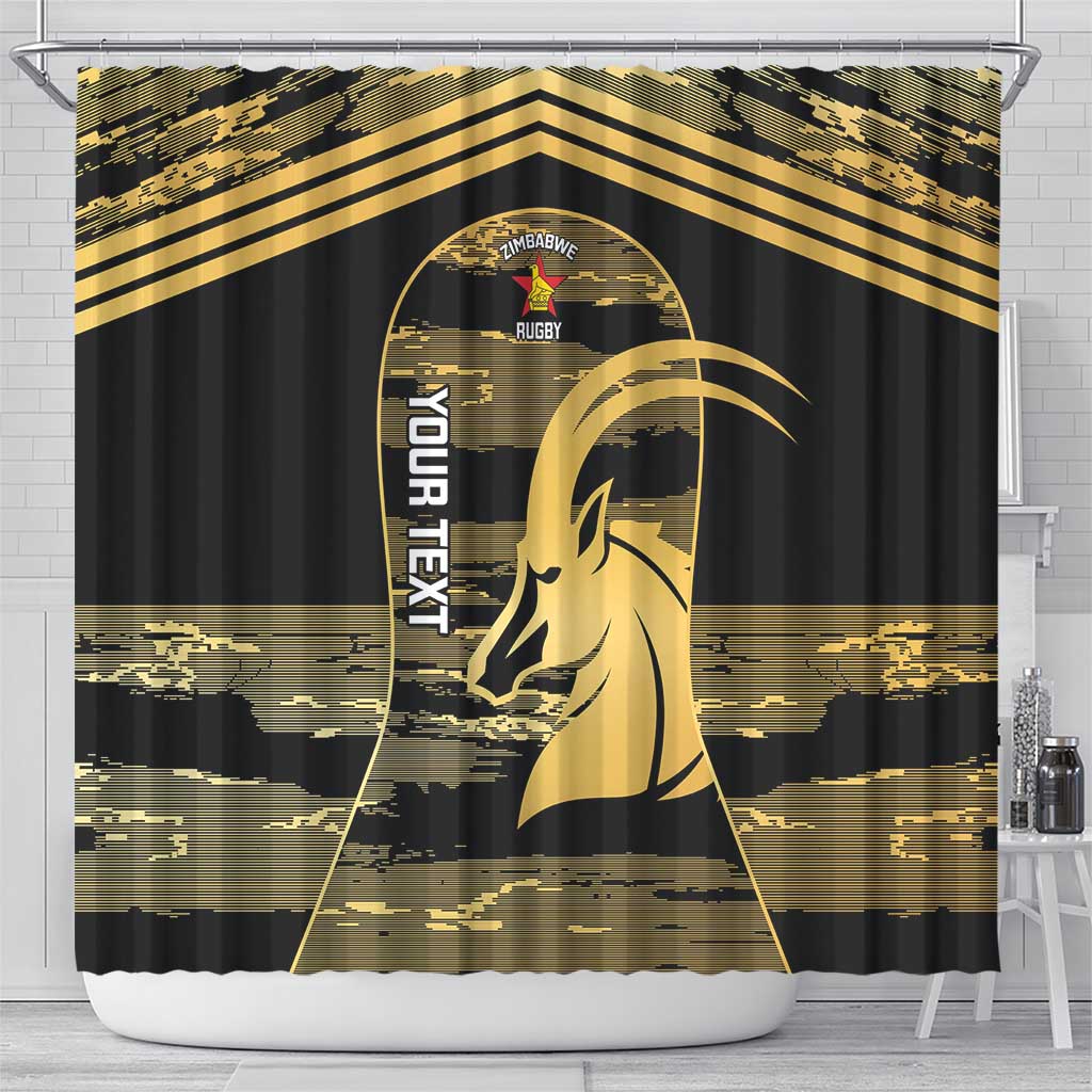 Zimbabwe Rugby Custom Shower Curtain Come On Sables Gold Black Version - Wonder Print Shop