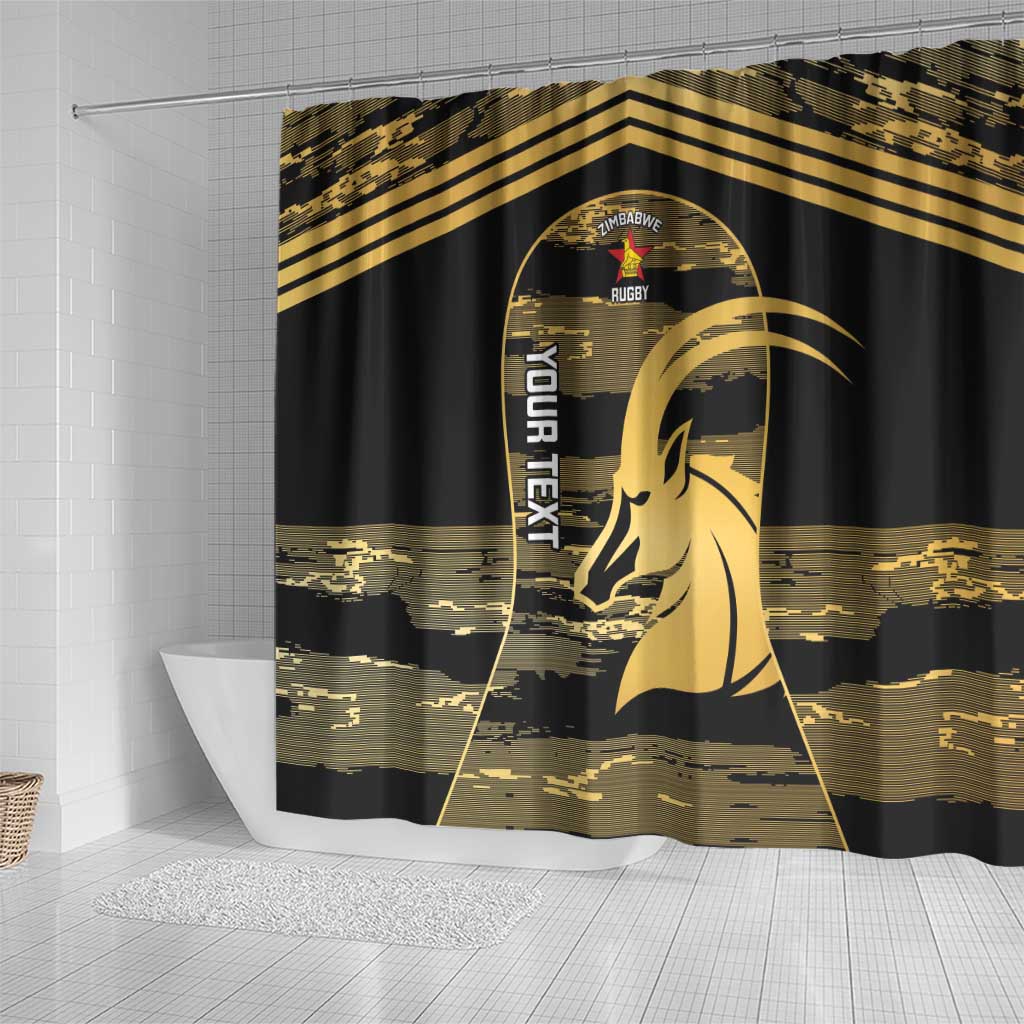 Zimbabwe Rugby Custom Shower Curtain Come On Sables Gold Black Version - Wonder Print Shop