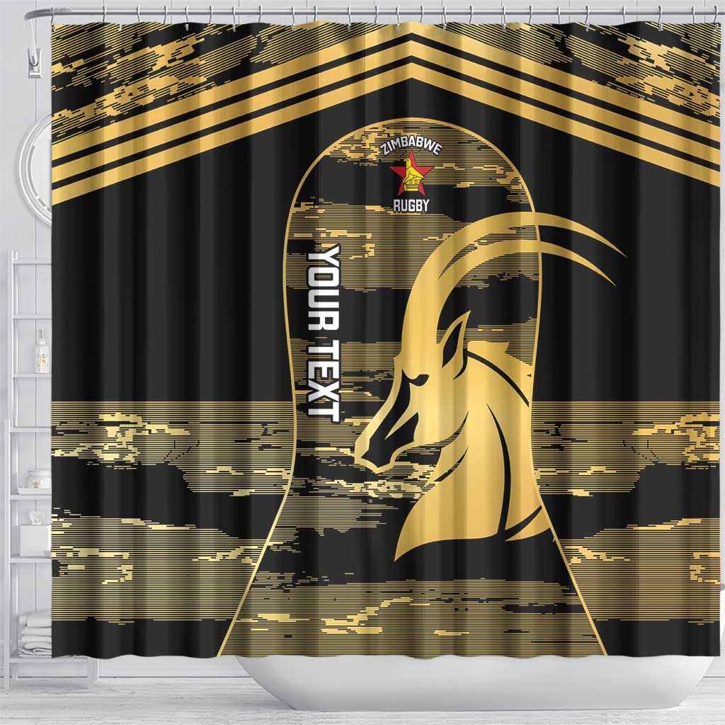Zimbabwe Rugby Custom Shower Curtain Come On Sables Gold Black Version - Wonder Print Shop