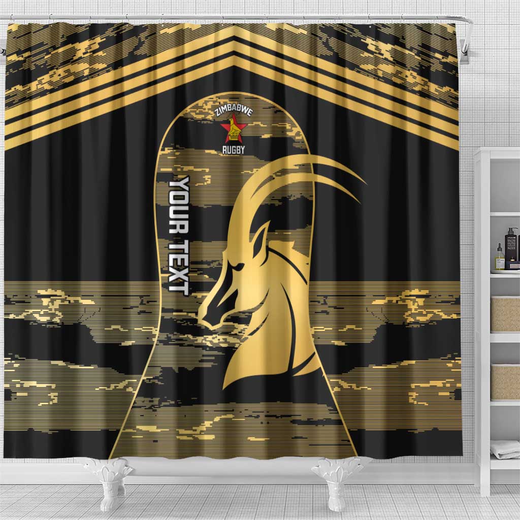 Zimbabwe Rugby Custom Shower Curtain Come On Sables Gold Black Version - Wonder Print Shop