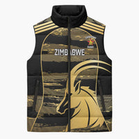 Zimbabwe Rugby Custom Sleeveless Puffer Jacket Come On Sables Gold Black Version - Wonder Print Shop