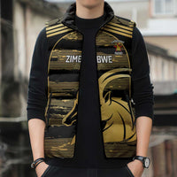 Zimbabwe Rugby Custom Sleeveless Puffer Jacket Come On Sables Gold Black Version - Wonder Print Shop