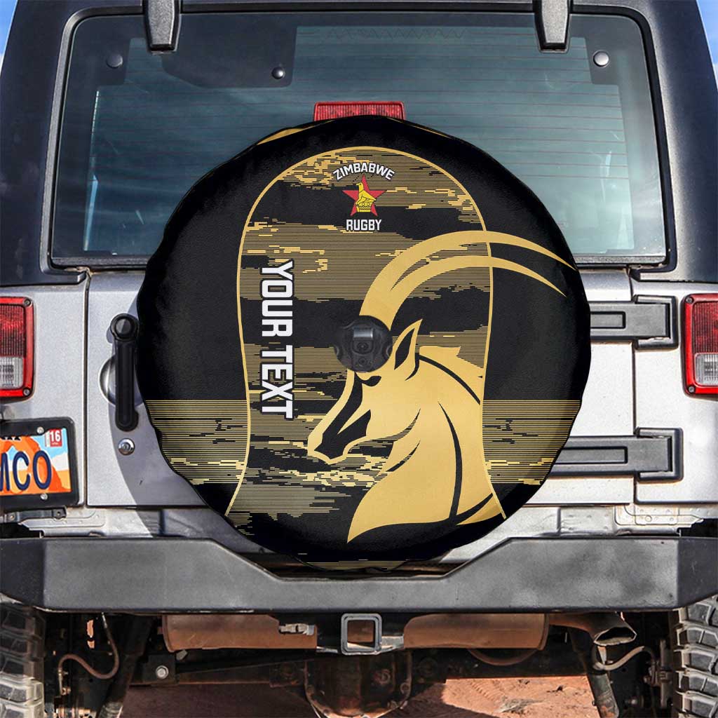 Zimbabwe Rugby Custom Spare Tire Cover Come On Sables Gold Black Version - Wonder Print Shop
