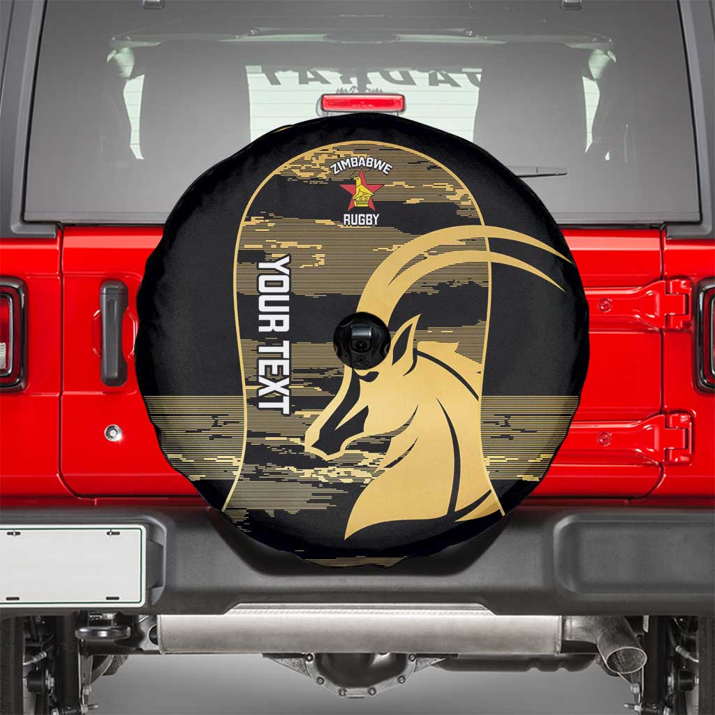 Zimbabwe Rugby Custom Spare Tire Cover Come On Sables Gold Black Version - Wonder Print Shop
