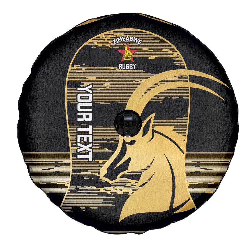Zimbabwe Rugby Custom Spare Tire Cover Come On Sables Gold Black Version - Wonder Print Shop