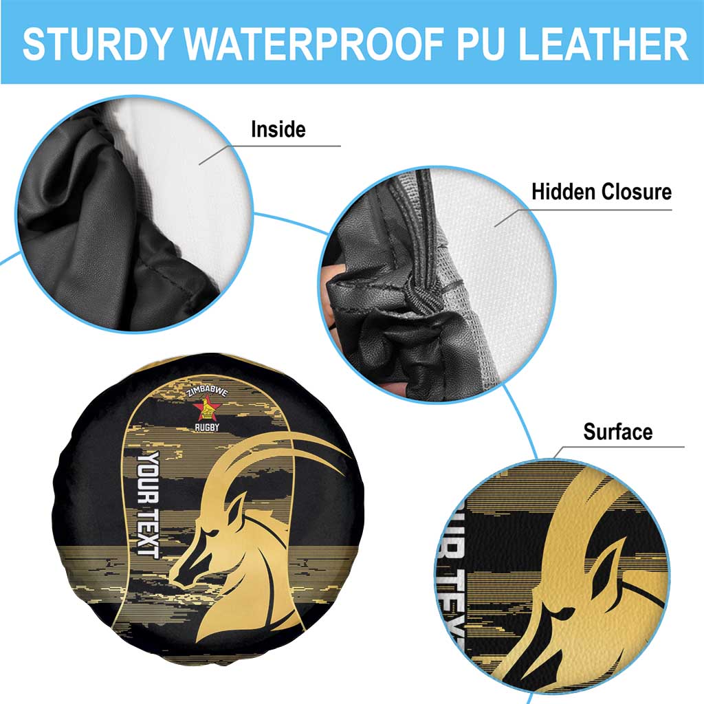 Zimbabwe Rugby Custom Spare Tire Cover Come On Sables Gold Black Version - Wonder Print Shop