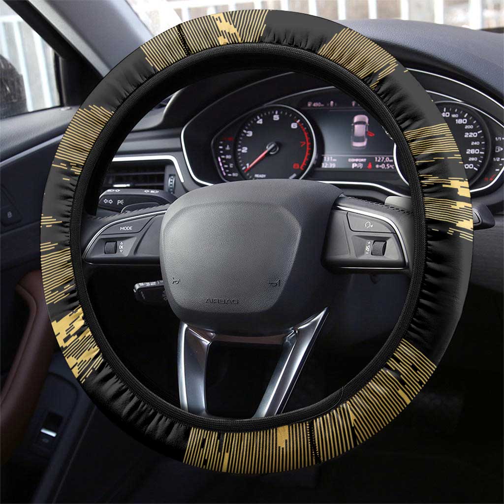 Zimbabwe Rugby Steering Wheel Cover Come On Sables Gold Black Version - Wonder Print Shop
