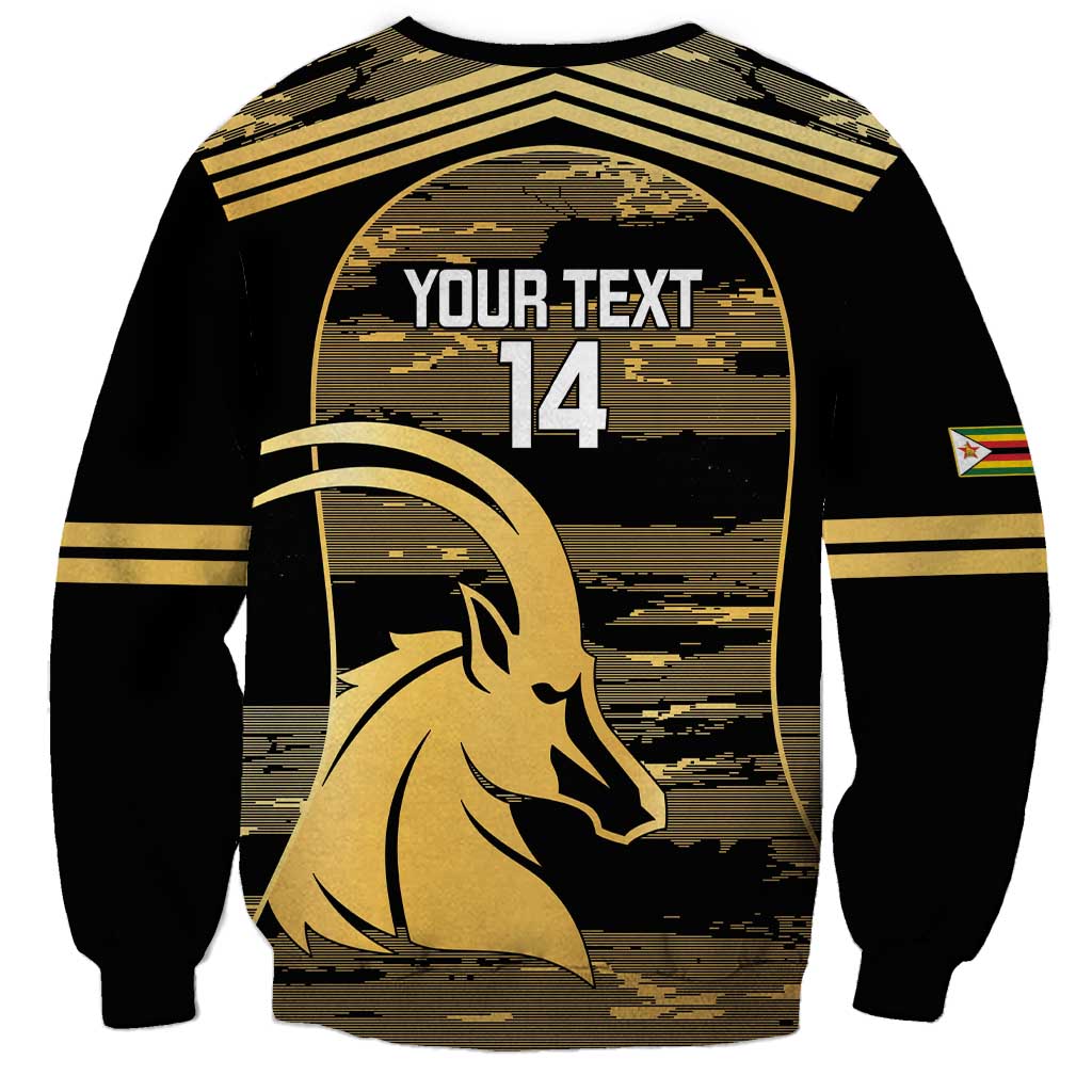 Zimbabwe Rugby Custom Sweatshirt Come On Sables Gold Black Version - Wonder Print Shop