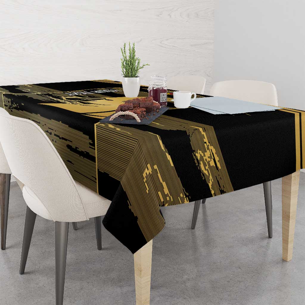 Zimbabwe Rugby Custom Tablecloth Come On Sables Gold Black Version - Wonder Print Shop