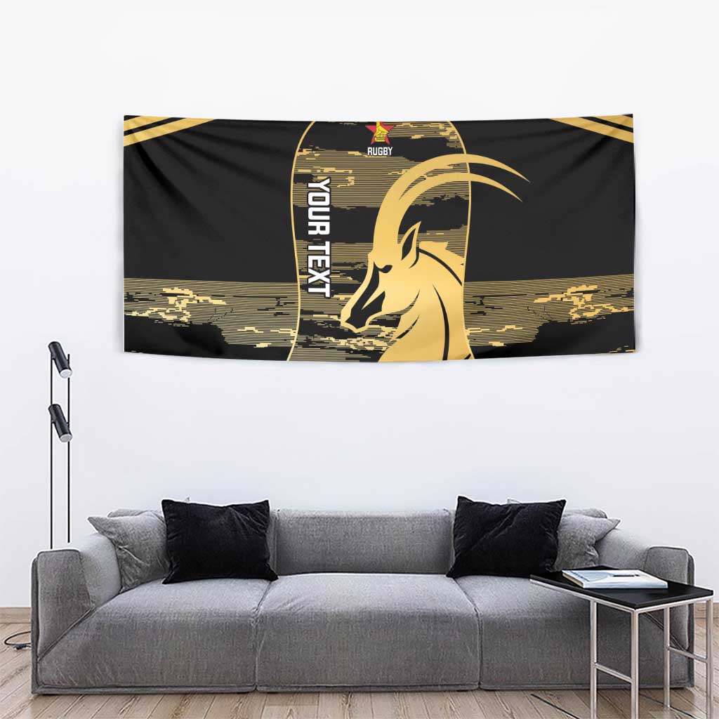 Zimbabwe Rugby Custom Tapestry Come On Sables Gold Black Version - Wonder Print Shop