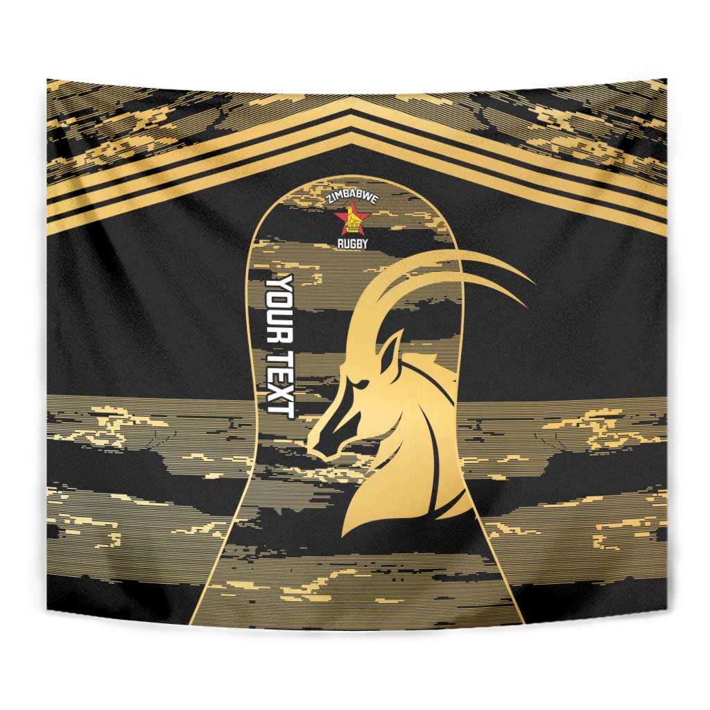 Zimbabwe Rugby Custom Tapestry Come On Sables Gold Black Version - Wonder Print Shop