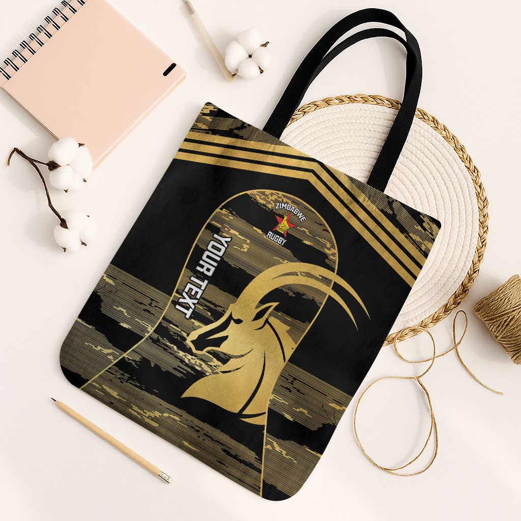 Zimbabwe Rugby Custom Tote Bag Come On Sables Gold Black Version - Wonder Print Shop