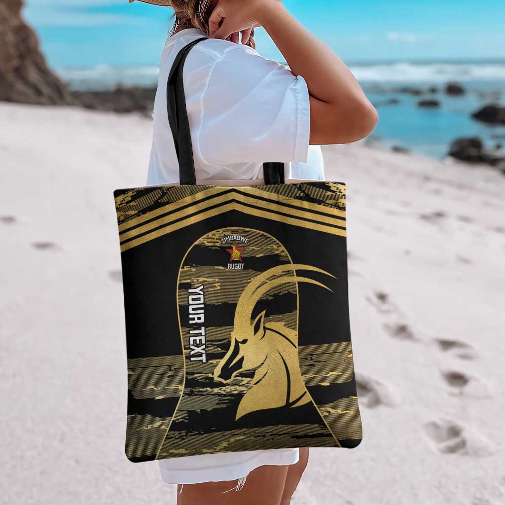 Zimbabwe Rugby Custom Tote Bag Come On Sables Gold Black Version - Wonder Print Shop