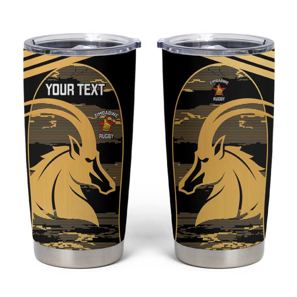 Zimbabwe Rugby Custom Tumbler Cup Come On Sables Gold Black Version - Wonder Print Shop