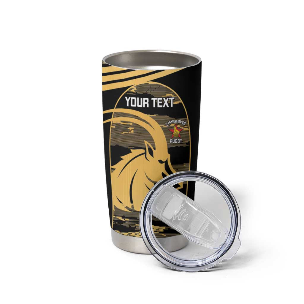 Zimbabwe Rugby Custom Tumbler Cup Come On Sables Gold Black Version - Wonder Print Shop