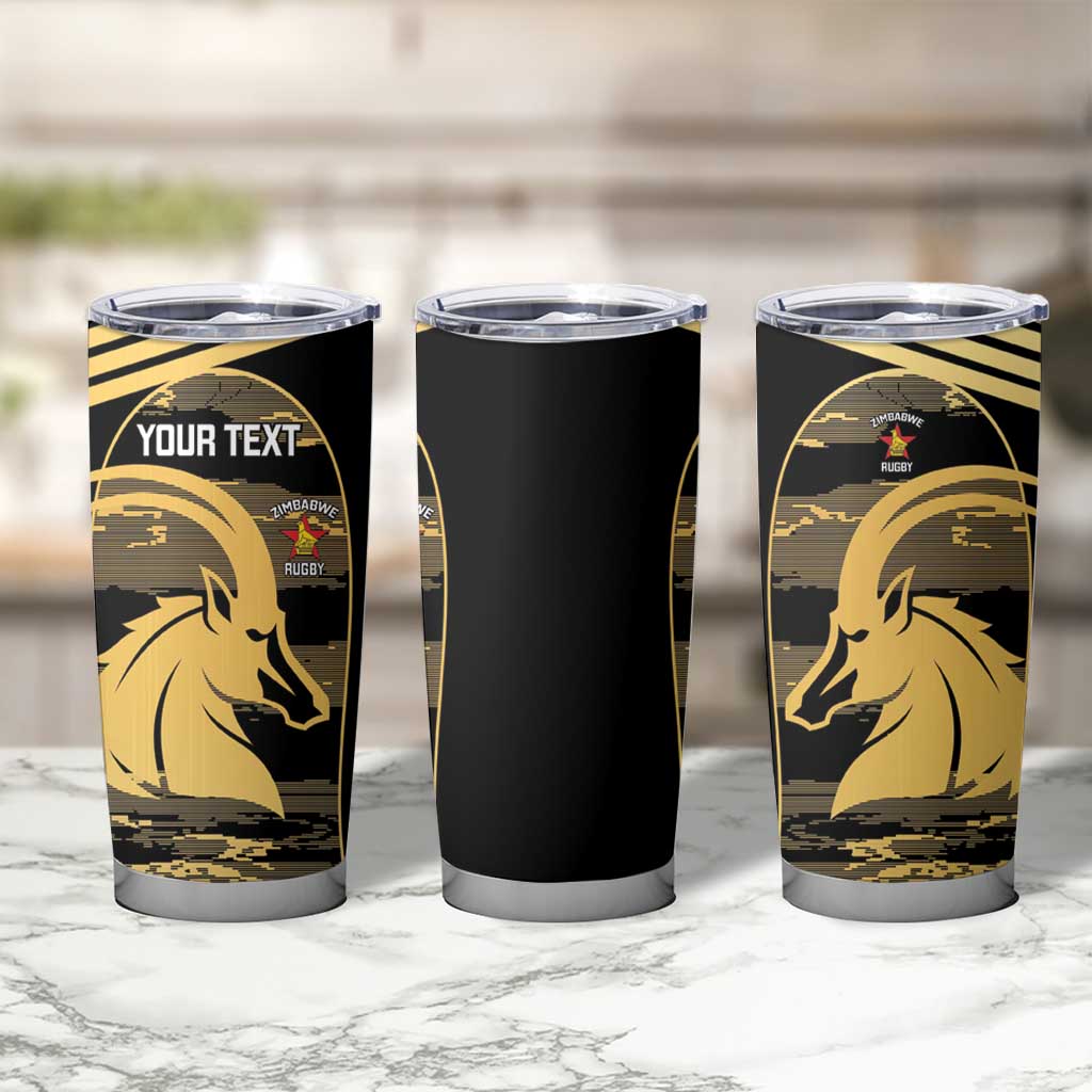 Zimbabwe Rugby Custom Tumbler Cup Come On Sables Gold Black Version - Wonder Print Shop